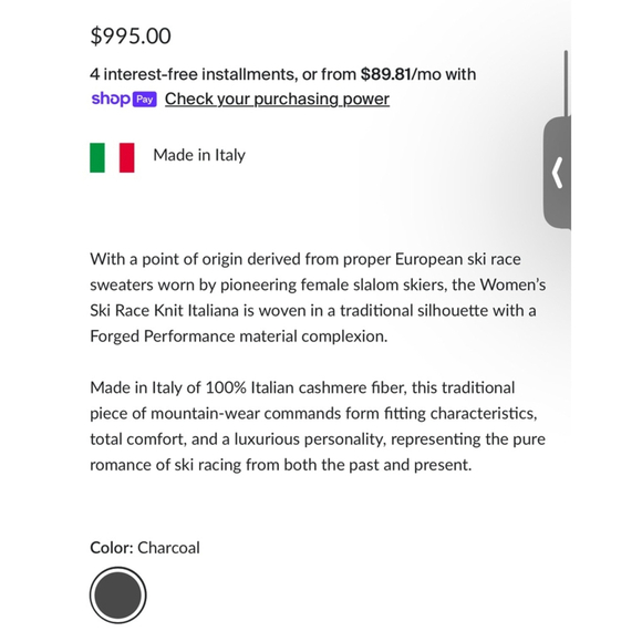 New Women's Alps & Meters Sweater XS Charcoal Gray Merino Wool & Cashmere $995 - Picture 3 of 7